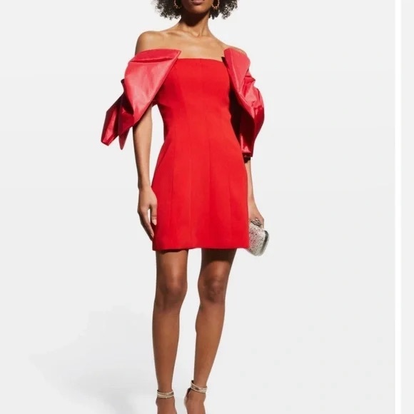 TOCCIN NWT Red Double Bow Holiday Mini Dress - Picture 3 of 5
